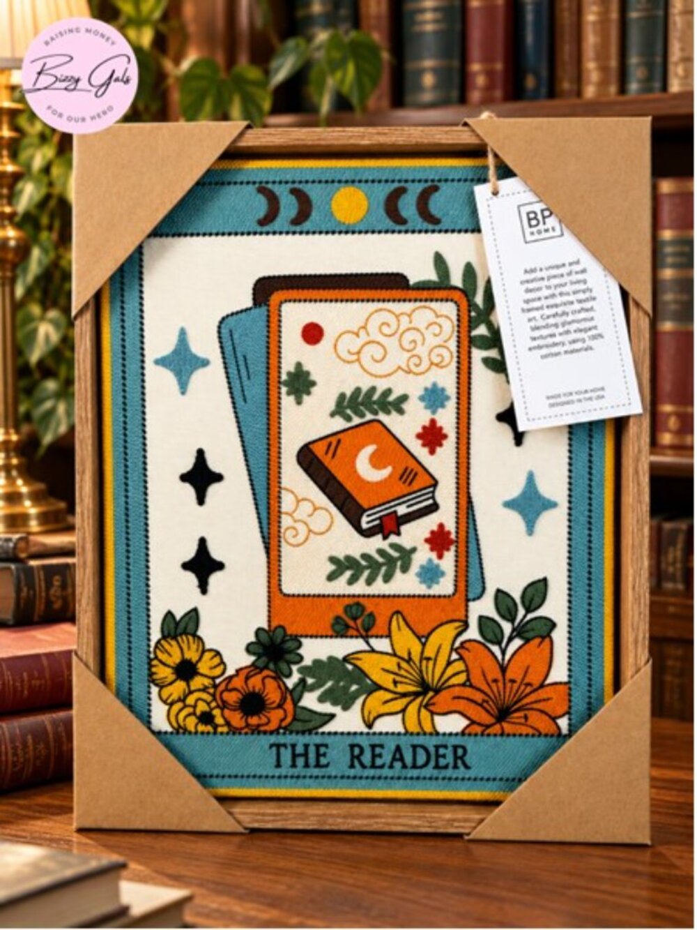 BP Home THE READER Tarot Card Embroidery Woven Artistry